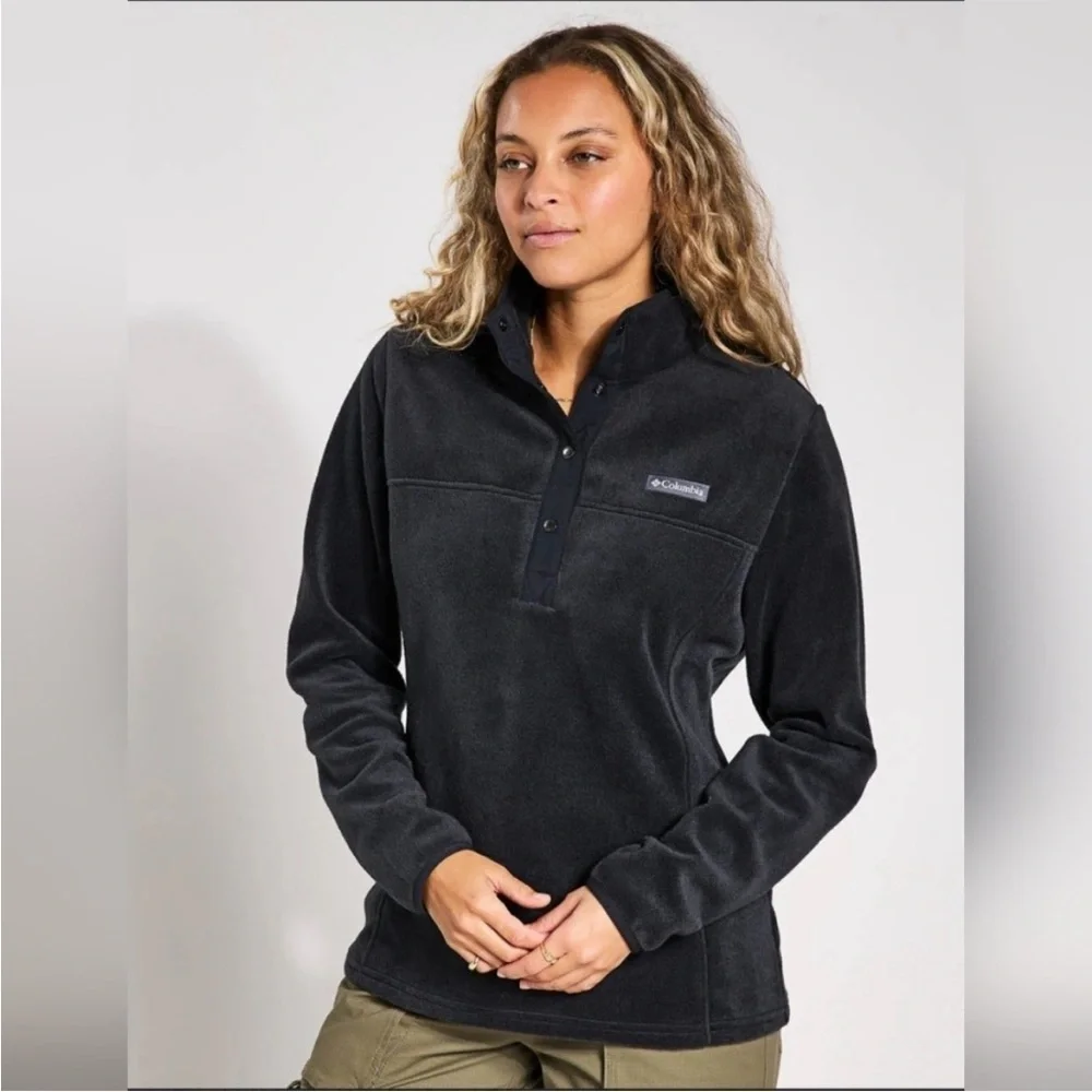 Columbia Women's Black Benton Springs 1/2 Snap Pullover Fleece Size XXL
